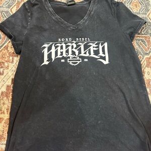 Harley-Davidson Black V-Neck Blouse